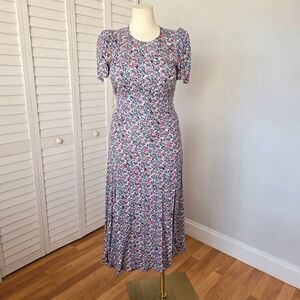 AFRM Multicolor Floral Rayon Midi Dress Size M Open Back Romantic Cottagecore